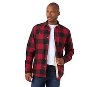 Wrangler Authentics Long Sleeve Sherpa Lined Shirt Jacket Camisa, búfalo Rojo, XL Hombres