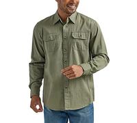 Wrangler Authentics Camisa Tejida clásica de Manga Larga Abotonada, Oliva quemada, M para Hombre