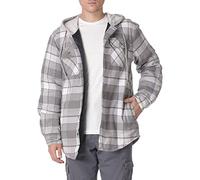 Wrangler Authentics Long Sleeve Quilted Lined Flannel Shirt Jacket with Hood Camisa Abotonada, Gris, L Hombres