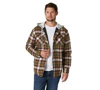 Wrangler Authentics Long Sleeve Quilted Lined Flannel Shirt Jacket with Hood Camisa Abotonada, Verde Oliva, M para Hombre