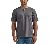 Wrangler Authentics Men's Big & Tall Short Sleeve Henley tee, Charcoal Heather, M