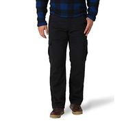 Wrangler Authentics - Pantalón cargo con forro polar para hombre, Negro (Black Twill), 38W x 32L