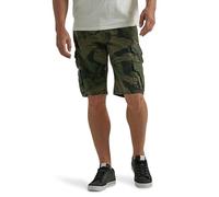 Wrangler Authentics Pantalón Corto Cargo de Sarga prémium para Hombre, Camuflaje Verde Bosque, 42