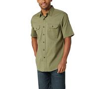 Wrangler Authentics Camisa clásica de Manga Corta Abotonada, Olivina, S para Hombre