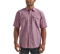 Wrangler Authentics Short Sleeve Classic Woven Shirt Camiseta con botón hacia Abajo, Tawny Port Chambray, S para Hombre