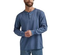 Wrangler Authentics - Waffle Henley de Manga Larga para Hombre - Azul - XX-Large