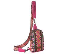 Wrangler Aztec Crossbody Sling Bags for Women Cross Body Purse Shoulder Bag with Detachable Strap, Rosa encendido