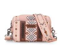 Wrangler - Bolso cruzado para mujer, estilo bohemio, azteca, pequeño, con múltiples bolsillos, Ángel diamante rosa con correa ajustable