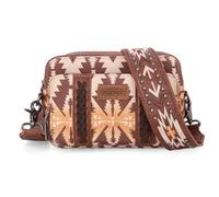 Wrangler - Bolso cruzado para mujer, estilo bohemio, azteca, pequeño, con múltiples bolsillos, Angel Diamond Camel