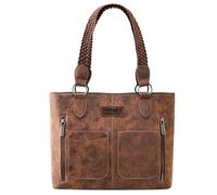 Wrangler Bolso de mano desgastado para mujer, bolso occidental con múltiples bolsillos, bolso de mano y bolso de hombro, Grano de café trenzado, Talla única