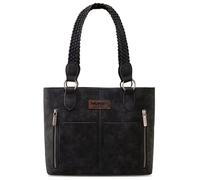 Wrangler Bolso de mano desgastado para mujer, bolso occidental con múltiples bolsillos, bolso de mano y bolso de hombro, Negro trenzado, Talla única