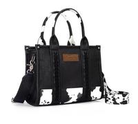 Wrangler - Bolso de mano para mujer, con estampado de vaca, asa superior, bolso vintage, Black-guitar Strap M, Medium