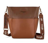 Wrangler - Bolsos de cubo para mujer, bolso cruzado de hombro con inserto organizador, Marrón (Saddle Brown)