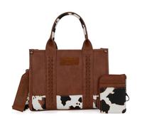 Wrangler Bolsos de mano para mujer, bolso occidental y bolso de mano con asa superior con tarjetero, Estampado de vaca A, Medium