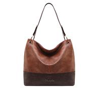 Wrangler - Bolsos Hobo para mujer, de cuero vegano, con asa superior, bolsos de hombro y bolsos, Marrón bicolor, Large