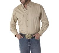 Wrangler Camisa básica teñida para hombre, Beige Bronceado, Small