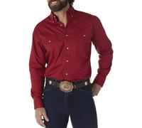 Wrangler Camisa de Trabajo de Manga Larga con Botones y Dos Bolsillos para Hombre, Rosso, XL Alto