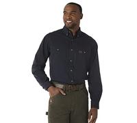 Wrangler Camisa de Trabajo de Manga Larga de Sarga Logger, Azul Marino, L para Hombre