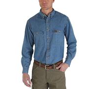 Wrangler Camisa de Trabajo de Manga Larga de Sarga para Hombre, Azul Marino Antiguo, XXL