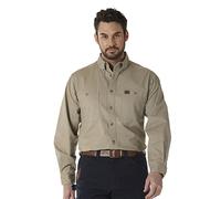 Wrangler Camisa de Trabajo de Manga Larga de Sarga Logger, Caqui, XL para Hombre