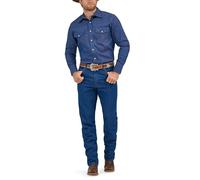 Wrangler Camisa de Trabajo de Manga Larga Occidental de Corte Vaquero para Hombre con Acabado Firme, añil, L