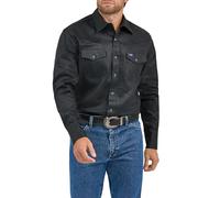 Wrangler Camisa de Trabajo de Manga Larga para Hombre, Corte Vaquero, Acabado Firme, Negro -, 3X Alto