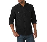 Wrangler Iconic Regular Fit Snap Shirt Camisa Abotonada, Negro Denim, M para Hombre