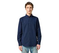 Wrangler Camisa Oxford para Hombre, Azul Marino, S