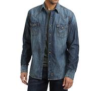 Wrangler Retro Two Pocket Long Sleeve Snap Shirt Camisa, Azul (BLU Denim), M para Hombre