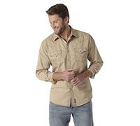Wrangler Retro Two Pocket Long Sleeve Snap Shirt Camisa Abotonada, Canela, XL para Hombre