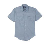 Wrangler Camisa de Manga Corta con Dos Bolsillos para Hombre, Corte Vaquero, con Botones, Color Cambray, Talla 16 de EE. UU, Azul (Chambray), Medium