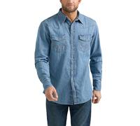 Wrangler Camisa Vaquera de Manga Larga para Hombre, Mezclilla de Lavado Ligero, L