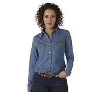 Wrangler Camisa Vaquera de Manga Larga para Mujer, Mid-Denim, XS