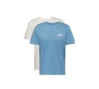 WRANGLER Camiseta '2PACK SIGN OFF TEE' azul ahumado / blanco, Talla L