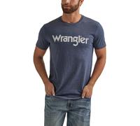 Wrangler Camiseta de manga corta con cuello redondo occidental para hombre, color azul marino jaspeado