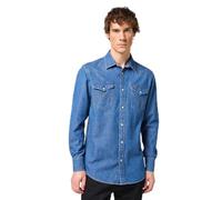 Wrangler Camiseta LS Western, Barril Azul, M para Hombre
