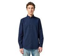 Wrangler Camisa Oxford para Hombre, Azul Marino, L