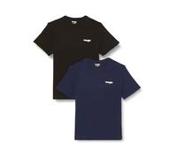 WRANGLER Camiseta '2PACK SIGN OFF TEE' azul paloma / negro / blanco XXL azul paloma / negro / blanco