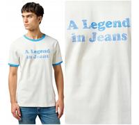 Wrangler Camiseta Ringer para Hombre, Blanco Vintage, L
