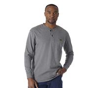 Wrangler - Camiseta Tipo Henley de Manga Larga, para Hombre, Gris-Carbón, Large