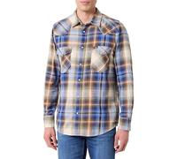 Wrangler Camiseta Western Indigo para Hombre, Azul y marrón, M