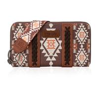 Wrangler Cartera para mujer, cartera azteca occidental con tarjetero, Café, Talla única, De moda
