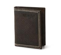 Wrangler Cartera plegable para hombre con clip para dinero y ventana de identificación, piel auténtica, minimalista, regalo para él, Marrón, talla única