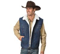 Wrangler Chaleco de mezclilla con forro de sherpa para hombre, Denim/Sherpa, Medium