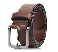 Wrangler Cinturón casual de piel auténtica de grano completo para hombre, 35 mm de grosor, para jeans y pantalones, 35 mm, marrón claro, 42 (waist 39-40)