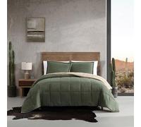Wrangler - Edredón Queen, Microfibra sólida y Acogedor Juego de Ropa de Cama Reversible Sherpa, decoración Casual del hogar para Todas Las Estaciones (Verde sólido Legendario, Queen)