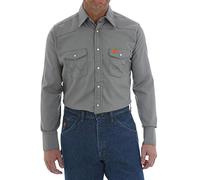 Wrangler FR Flame Resistant Western Long Sleeve Two Pocket Snap Shirt, Charcoal, Medium