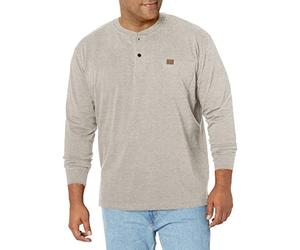 Wrangler Henley Manga Larga Henley para Hombre, Harina de Avena Jaspeada, M