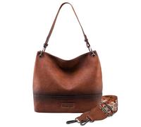 Wrangler Hobo - Bolsos para mujer, de cuero vegano, con asa superior, bolsos de hombro y bolsos de mano, Con correa marrón envejecido, Medium