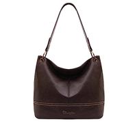 Wrangler Hobo - Bolsos para mujer, de cuero vegano, con asa superior, bolsos de hombro y bolsos de mano, Marrón (Solid Coffee), Large